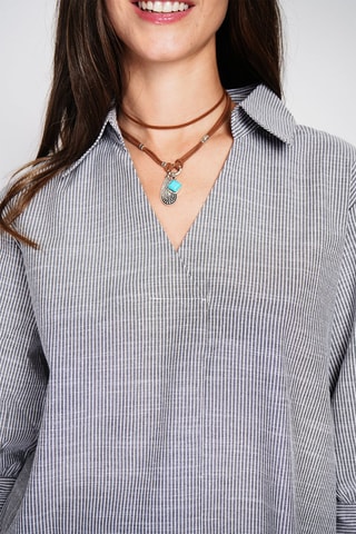 Blusa de lino - Blanco y negro