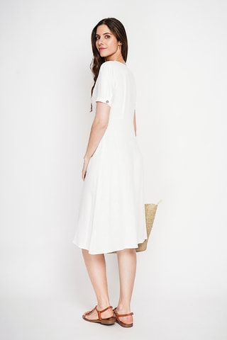 Vestido camisero de lino - Blanco
