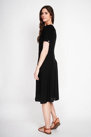 Vestido camisero de lino - Negro