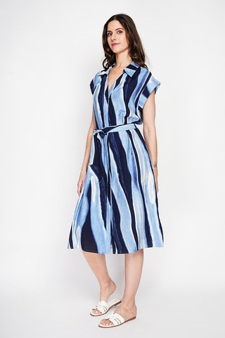 Vestido camisero de lino - Azul