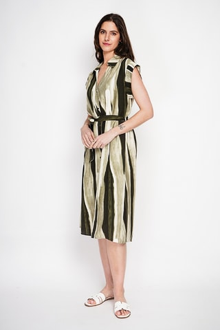 Vestido camisero de lino - Caqui