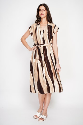 Vestido camisero de lino - Beige