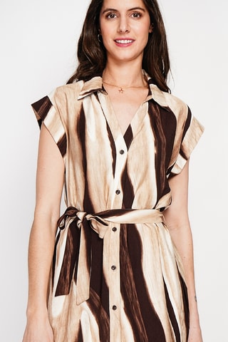 Vestido camisero de lino - Beige