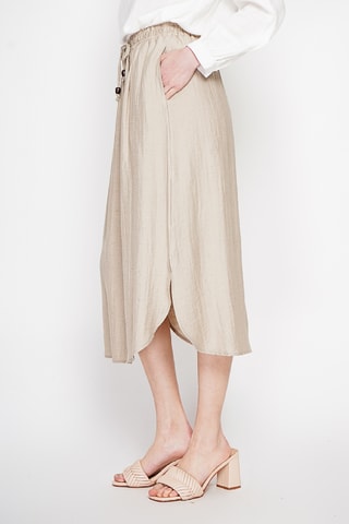 Falda midi de lino - Beige