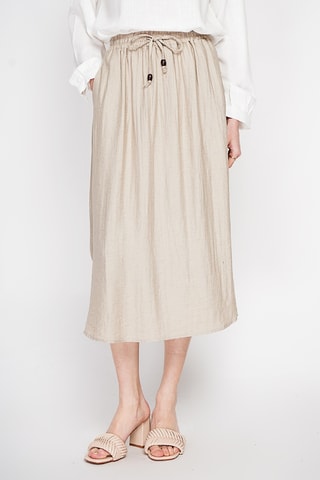 Falda midi de lino - Beige