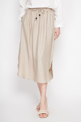Falda midi de lino - Beige