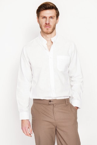 Camisa regular fit de lino - Blanco