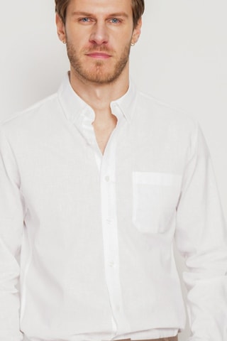 Camisa regular fit de lino - Blanco