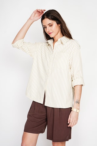 Camisa oversize de lino - Beige