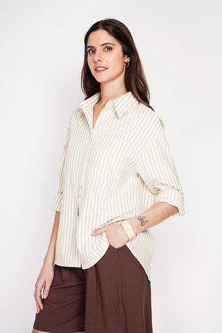 Camisa oversize de lino - Beige