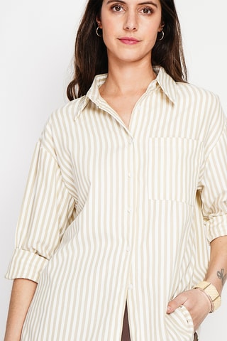 Camisa oversize de lino - Beige