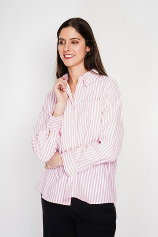 Camisa oversize de lino - Rosa claro