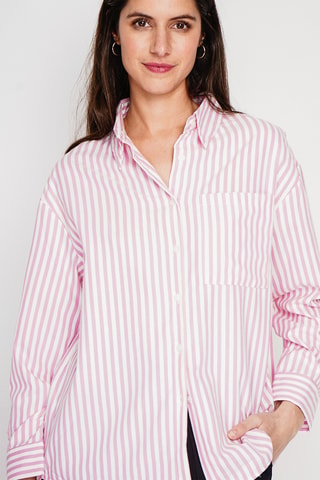 Camisa oversize de lino - Rosa claro