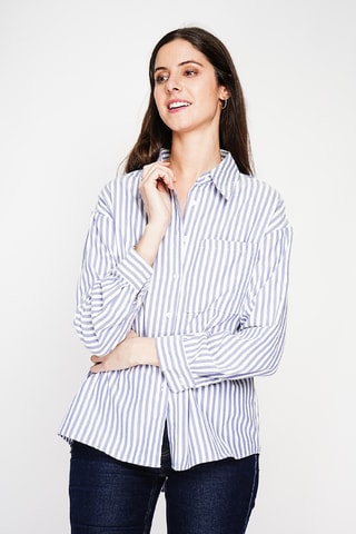 Camisa oversize de lino - Azul