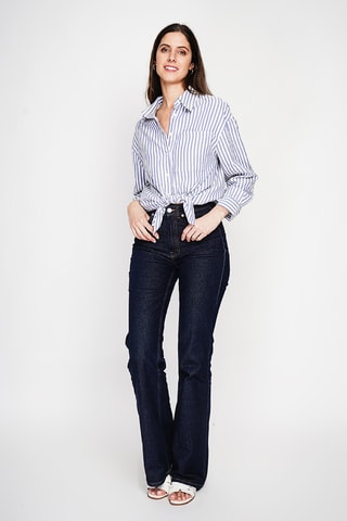 Camisa oversize de lino - Azul