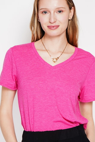 Camiseta de lino - Fucsia