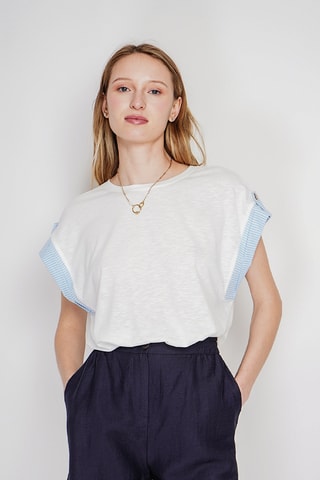 Camiseta oversize de lino - Blanco