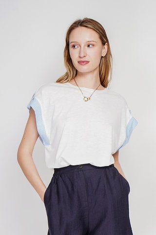 Camiseta oversize de lino - Blanco