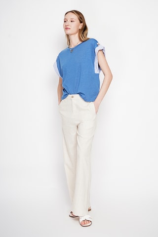 Camiseta oversize de lino - Azul