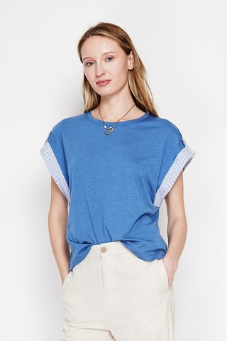 Camiseta oversize de lino - Azul