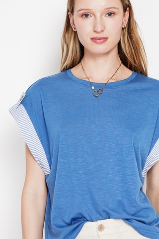 Camiseta oversize de lino - Azul