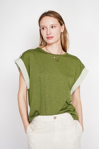 Camiseta oversize de lino - Caqui