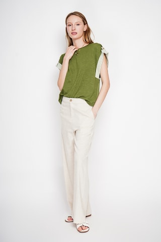 Camiseta oversize de lino - Caqui