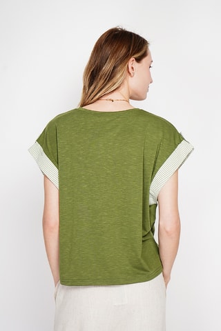 Camiseta oversize de lino - Caqui