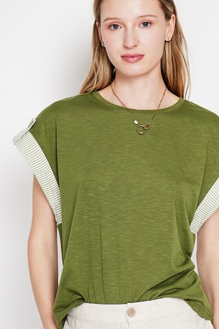Camiseta oversize de lino - Caqui
