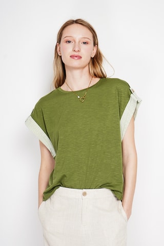Camiseta oversize de lino - Caqui