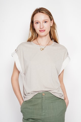 Camiseta oversize de lino - Beige