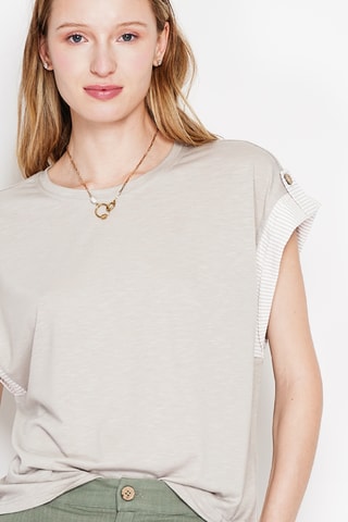 Camiseta oversize de lino - Beige