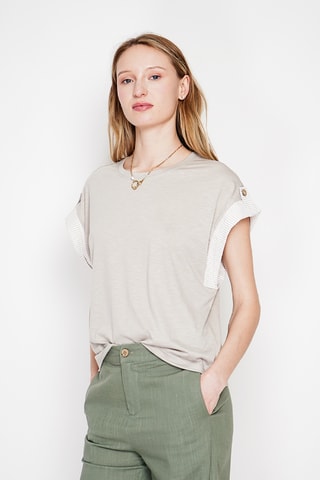 Camiseta oversize de lino - Beige