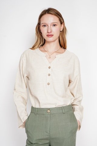 Blusa de lino - Beige