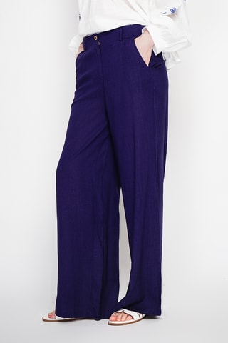 Pantalón ancho de lino - Azul marino