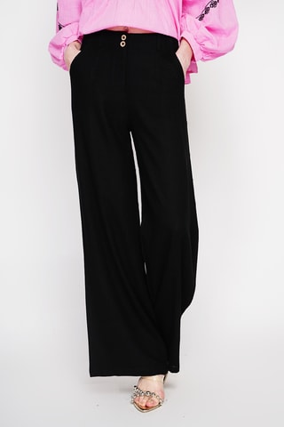 Pantalón ancho de lino - Negro