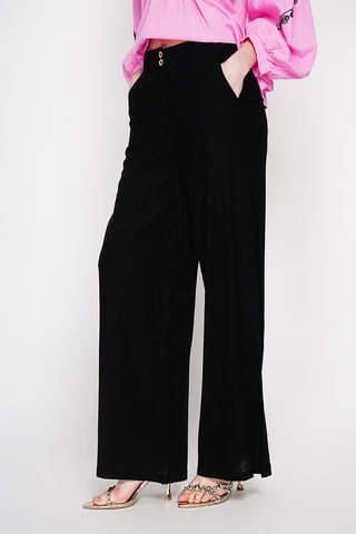 Pantalón ancho de lino - Negro