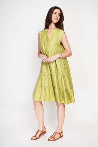 Vestido midi de lino - Amarillo