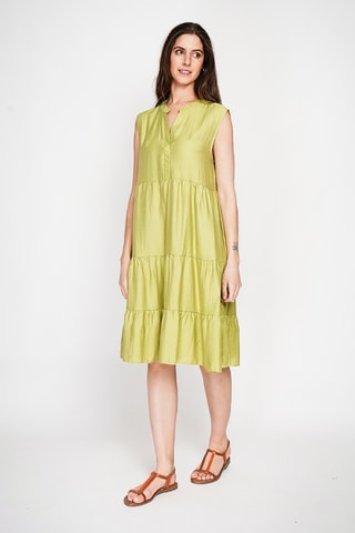Vestido midi de lino - Amarillo