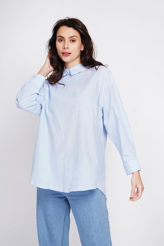 Blusa de lino - Blanco y azul
