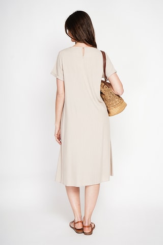 Vestido trapecio de lino - Beige