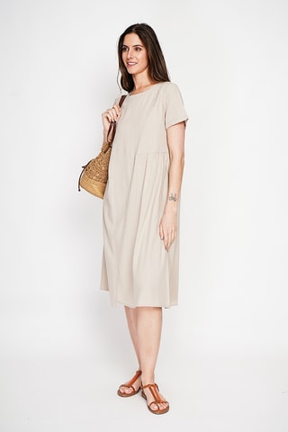 Vestido trapecio de lino - Beige