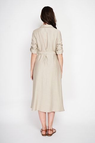 Vestido camisero de lino - Beige