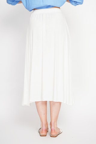 Falda midi de lino - Blanco
