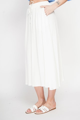 Falda midi de lino - Blanco