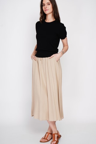 Falda midi de lino - Camel