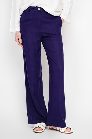 Pantalón ancho de lino - Azul marino