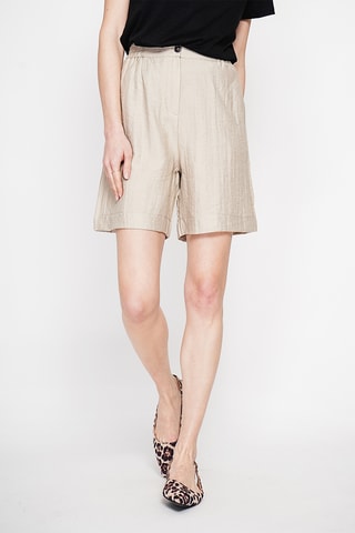 Short de lino de tiro alto - Beige