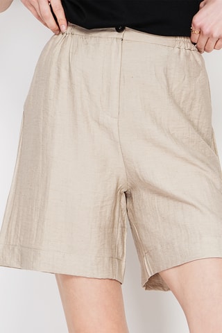 Short de lino de tiro alto - Beige