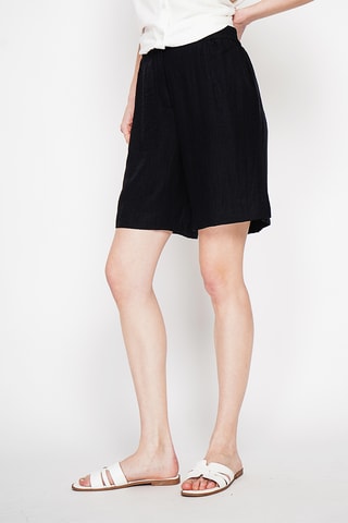 Short de lino de tiro alto - Negro